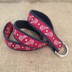 Vineyard Vines Lacrosse Boys D-Ring Belt Red Navy